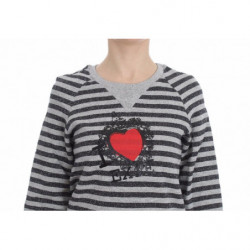 Maglione girocollo in cotone a righe grigie - IT38-XS