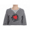 Maglione girocollo in cotone a righe grigie - IT38-XS