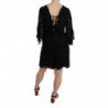 Mini abito a trapezio in seta nera con paillettes - IT44-L