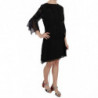 Mini abito a trapezio in seta nera con paillettes - IT44-L