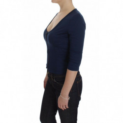Maglione girocollo profondo cerniera superiore cotone blu - IT40-S