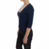 Maglione girocollo profondo cerniera superiore cotone blu - IT40-S