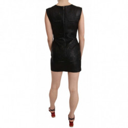 Mini abito a trapezio con borchie in pelle nera - IT44-L