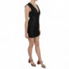 Mini abito a trapezio con borchie in pelle nera - IT44-L
