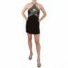 Mini abito a trapezio elasticizzato con paillettes nero - IT38-XS