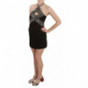 Mini abito a trapezio elasticizzato con paillettes nero - IT38-XS