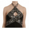 Mini abito a trapezio elasticizzato con paillettes nero - IT38-XS