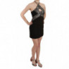 Mini abito a trapezio elasticizzato con paillettes nero - IT38-XS