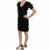 Abito tubino con fiori in pelle di seta nera - IT42-M