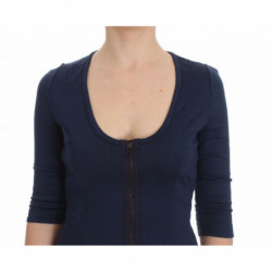 Maglione girocollo profondo cerniera superiore cotone blu - IT40-S