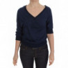 Maglione da donna con scollo a V profondo in cotone blu - IT40-S