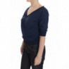 Maglione da donna con scollo a V profondo in cotone blu - IT40-S