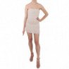 Miniabito corto in seta con perline beige - IT40-S