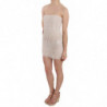 Miniabito corto in seta con perline beige - IT40-S