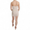 Miniabito corto in seta con perline beige - IT40-S