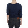 Maglione da donna con scollo a V profondo in cotone blu - IT40-S