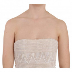 Miniabito corto in seta con perline beige - IT40-S