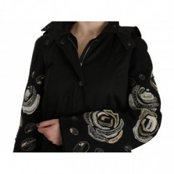 Cappotto con cappuccio con paillettes floreali e perline - IT40-S