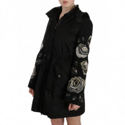 Cappotto con cappuccio con paillettes floreali e perline - IT40-S