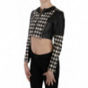 Cappotto da giacca da motociclista corto pelle bianca nera - IT38-XS