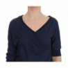 Maglione da donna con scollo a V profondo in cotone blu - IT40-S