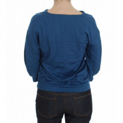 Maglione da donna con scollo a V profondo in cotone blu - IT40-S