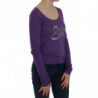 Top casual a maniche lunghe impreziosito da cristalli viola - IT46-XL
