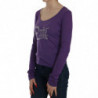 Top casual a maniche lunghe impreziosito da cristalli viola - IT46-XL