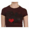 T-shirt casual a maniche corte con cuori marroni - IT42-M