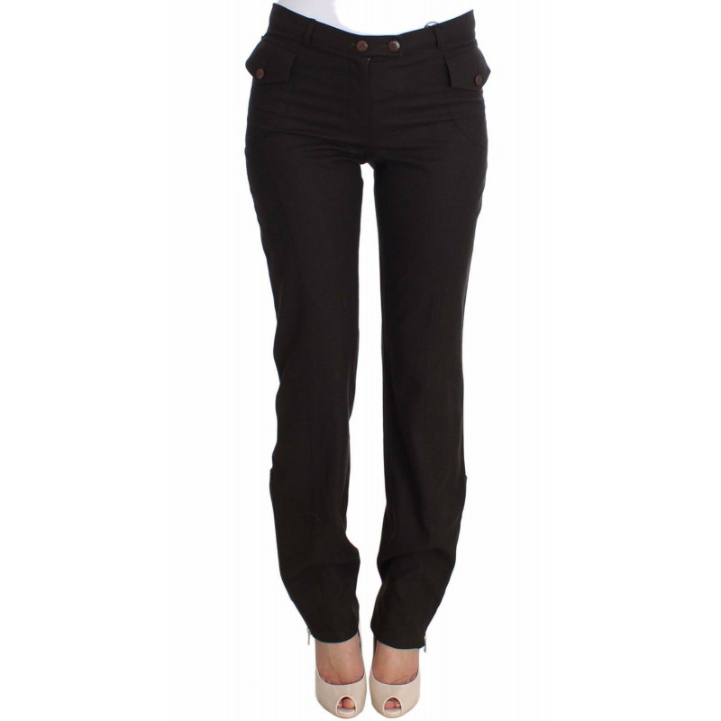 Pantaloni eleganti casual in lana marrone - IT42-M