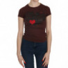 T-shirt casual a maniche corte con cuori marroni - IT40-S
