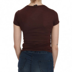 T-shirt casual a maniche corte con cuori marroni - IT40-S