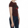 T-shirt casual a maniche corte con cuori marroni - IT40-S