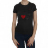 Top camicia casual a maniche corte con stampa di cuori neri - IT42-M