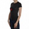 Top camicia casual a maniche corte con stampa di cuori neri - IT42-M