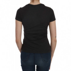 Top camicia casual a maniche corte con stampa di cuori neri - IT42-M