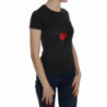 Top camicia casual a maniche corte con stampa di cuori neri - IT42-M