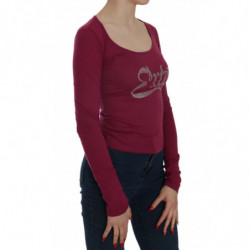 Top casual a maniche lunghe decorato con cristalli - IT40-S