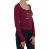 Top casual a maniche lunghe decorato con cristalli - IT40-S