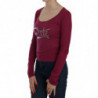 Top casual a maniche lunghe decorato con cristalli - IT40-S