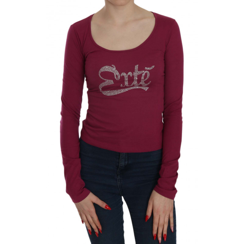 Top casual a maniche lunghe decorato con cristalli - IT46-XL