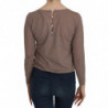 Top a maniche lunghe trasparente in pizzo marrone - IT40-S