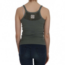 Camicetta t-shirt con canotta spaghetti verde senza maniche - IT40-S