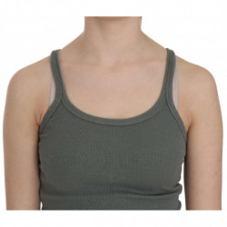 Camicetta t-shirt con canotta spaghetti verde senza maniche - IT40-S
