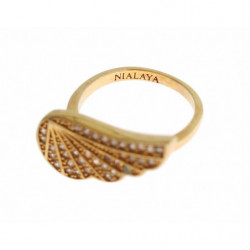 Anello autentico da donna argento 925 CZ trasparente oro - EU50 - US5