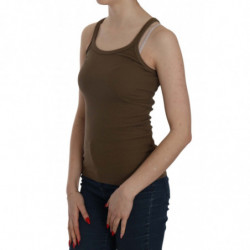 Top camicetta marrone senza maniche con spalline sottili - IT44-L