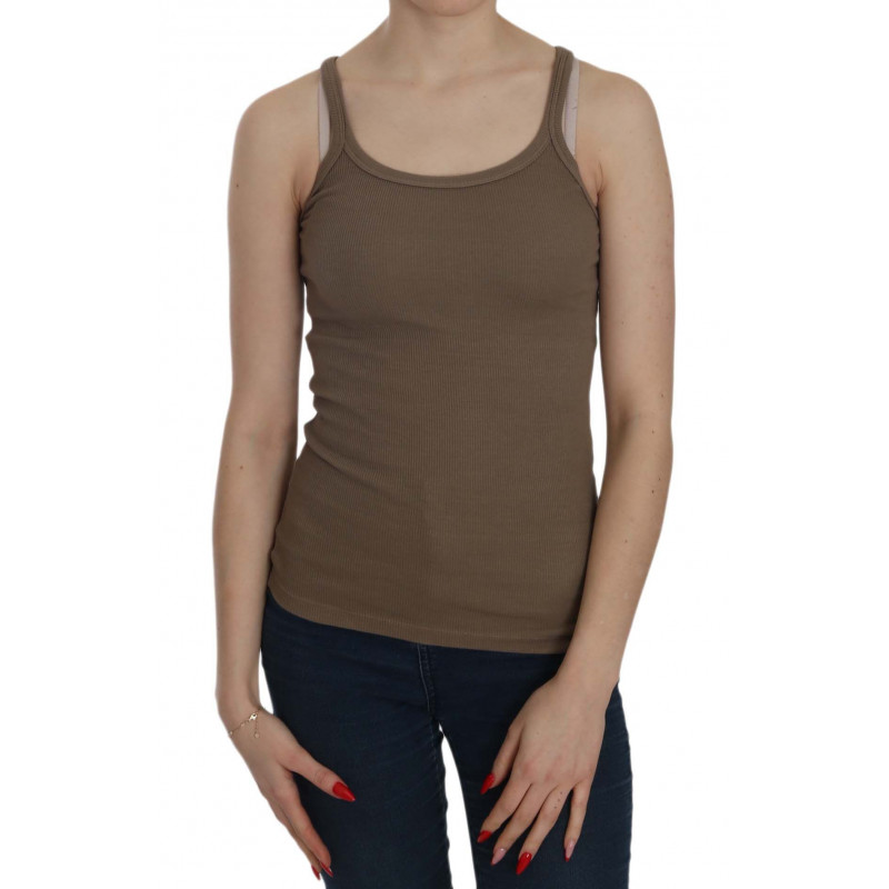 Top marrone senza maniche con spalline sottili - IT46-XL