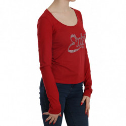 Camicetta a maniche lunghe impreziosita da cristalli rossi - IT38-XS