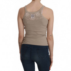 Camicetta marrone senza maniche con cinturino per spaghetti - IT46-XL