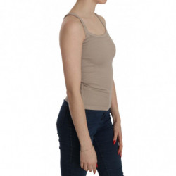 Camicetta marrone senza maniche con cinturino per spaghetti - IT46-XL